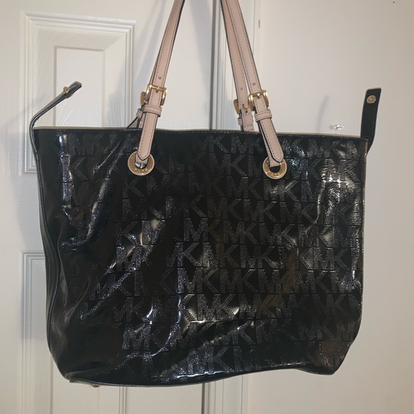Michael Kors Handbags - Michael Kors Black  Patent Leather Monogram Tote
